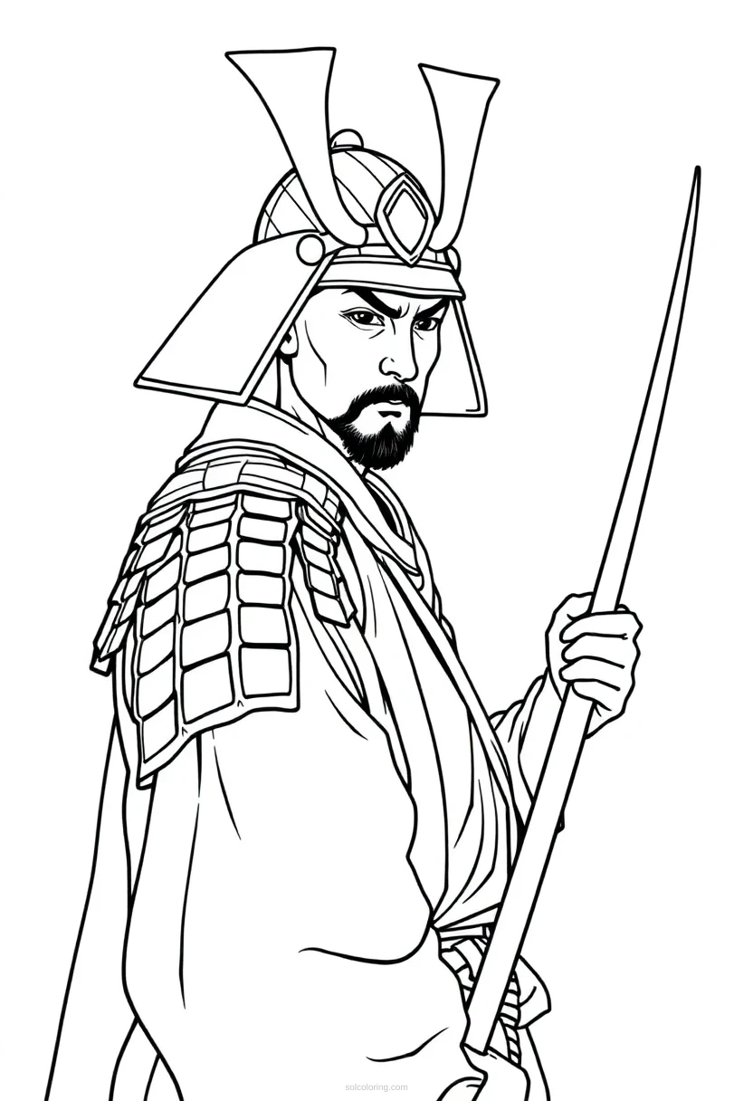 Samurai coloring page for kids