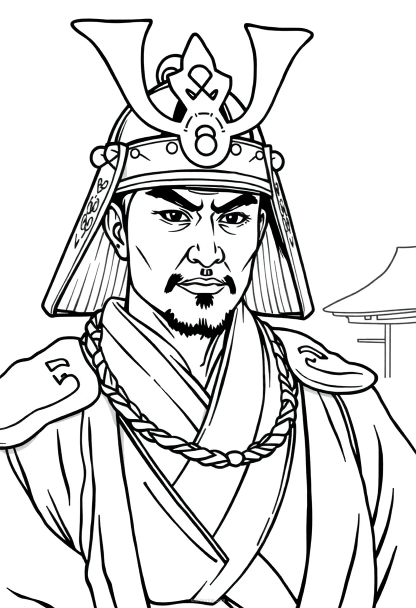 Samurai coloring page for kids