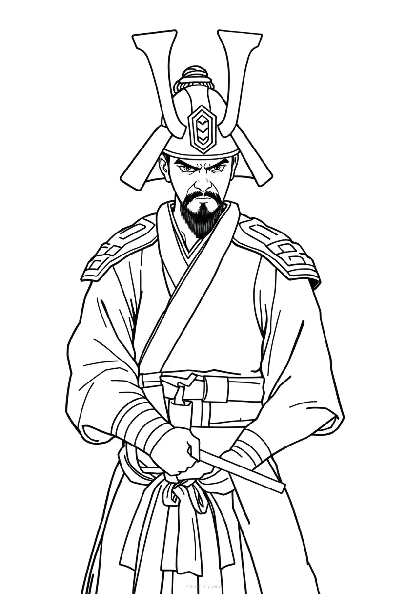 Samurai coloring page for kids