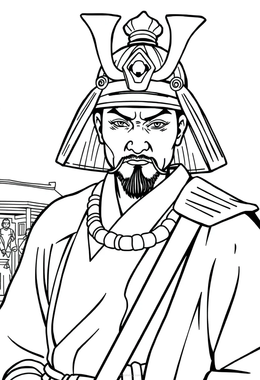 Samurai coloring page for kids