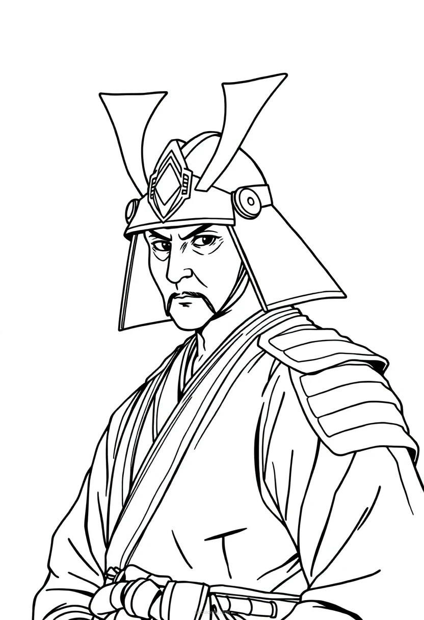 Samurai coloring page for kids