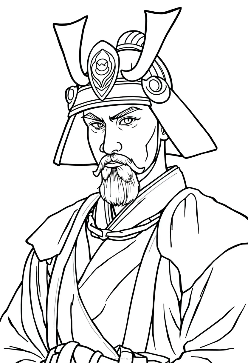 Samurai coloring page for kids