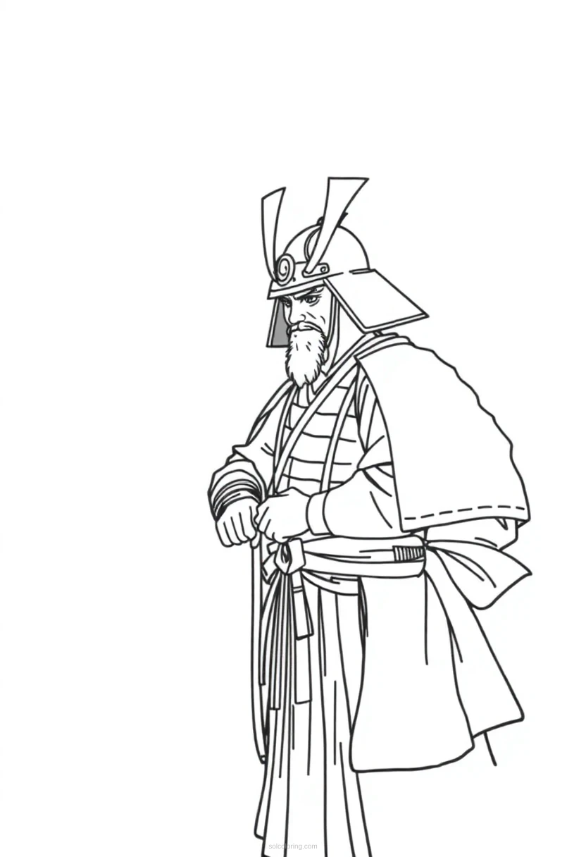 Samurai coloring page for kids