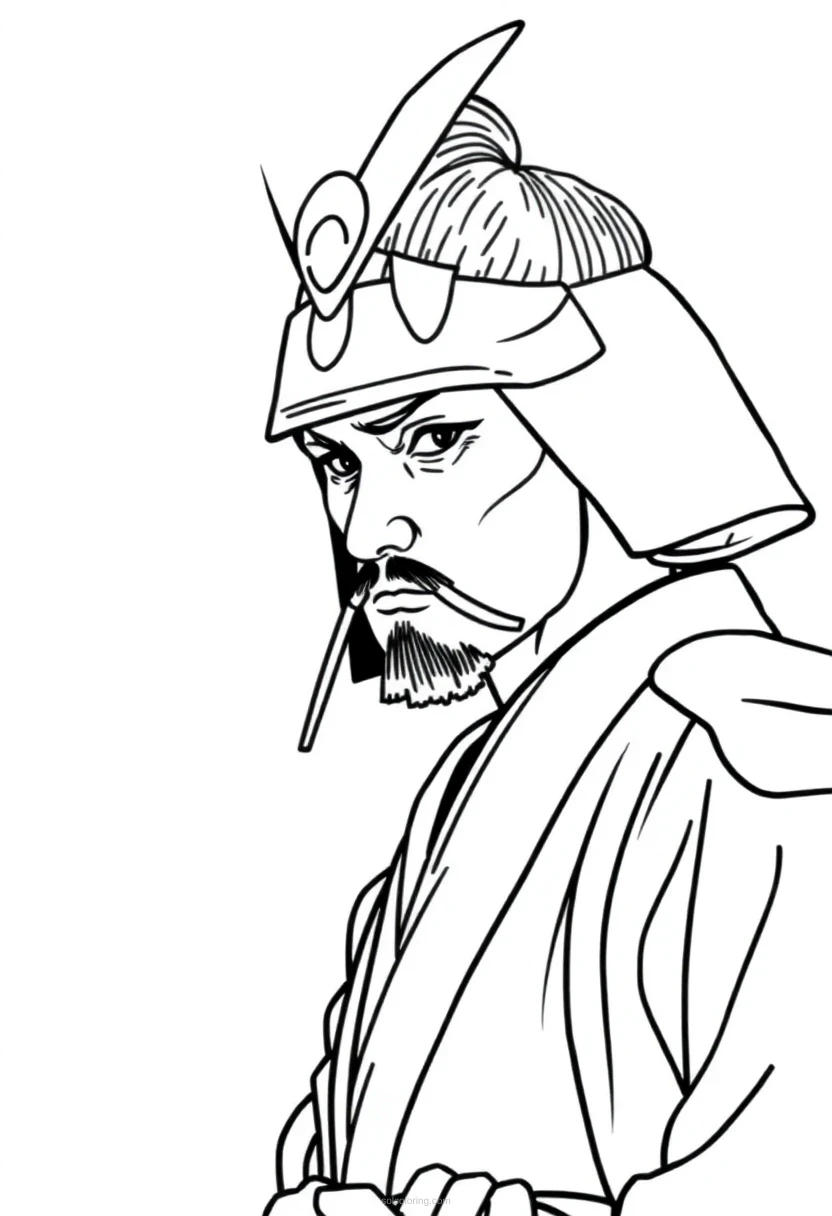 Samurai coloring page for kids