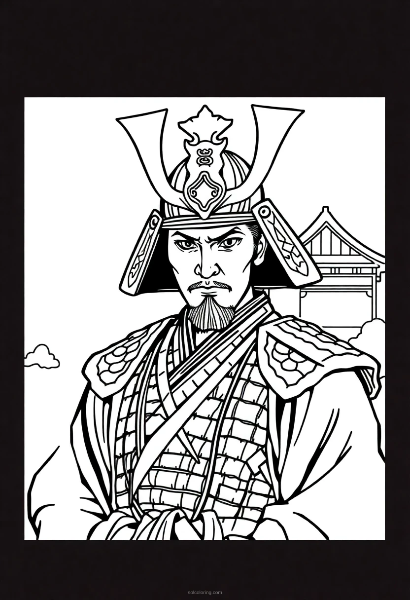 Samurai coloring page for kids