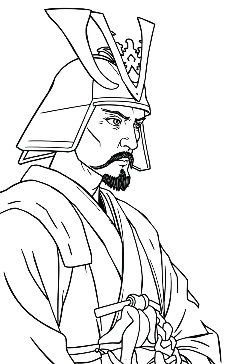 Samurai coloring page for kids