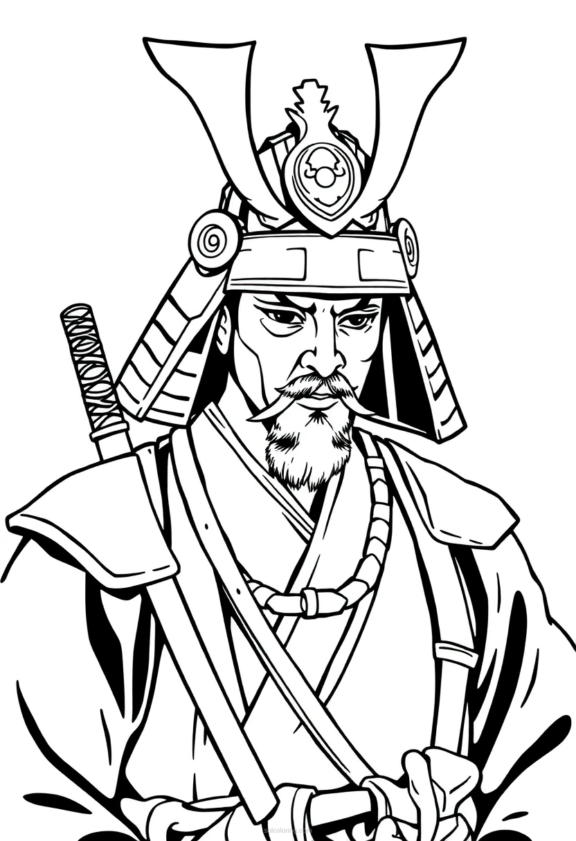 Samurai coloring page for kids