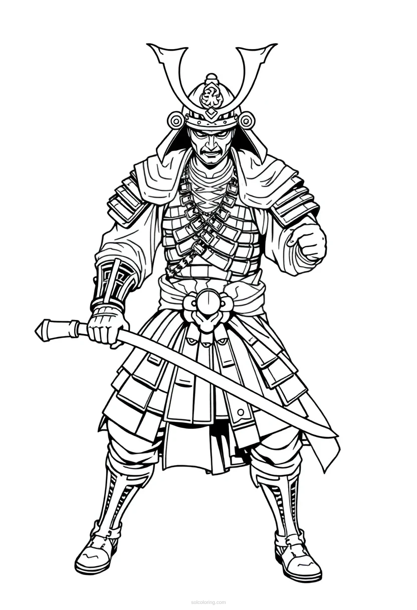 Samurai Warrior coloring page for kids