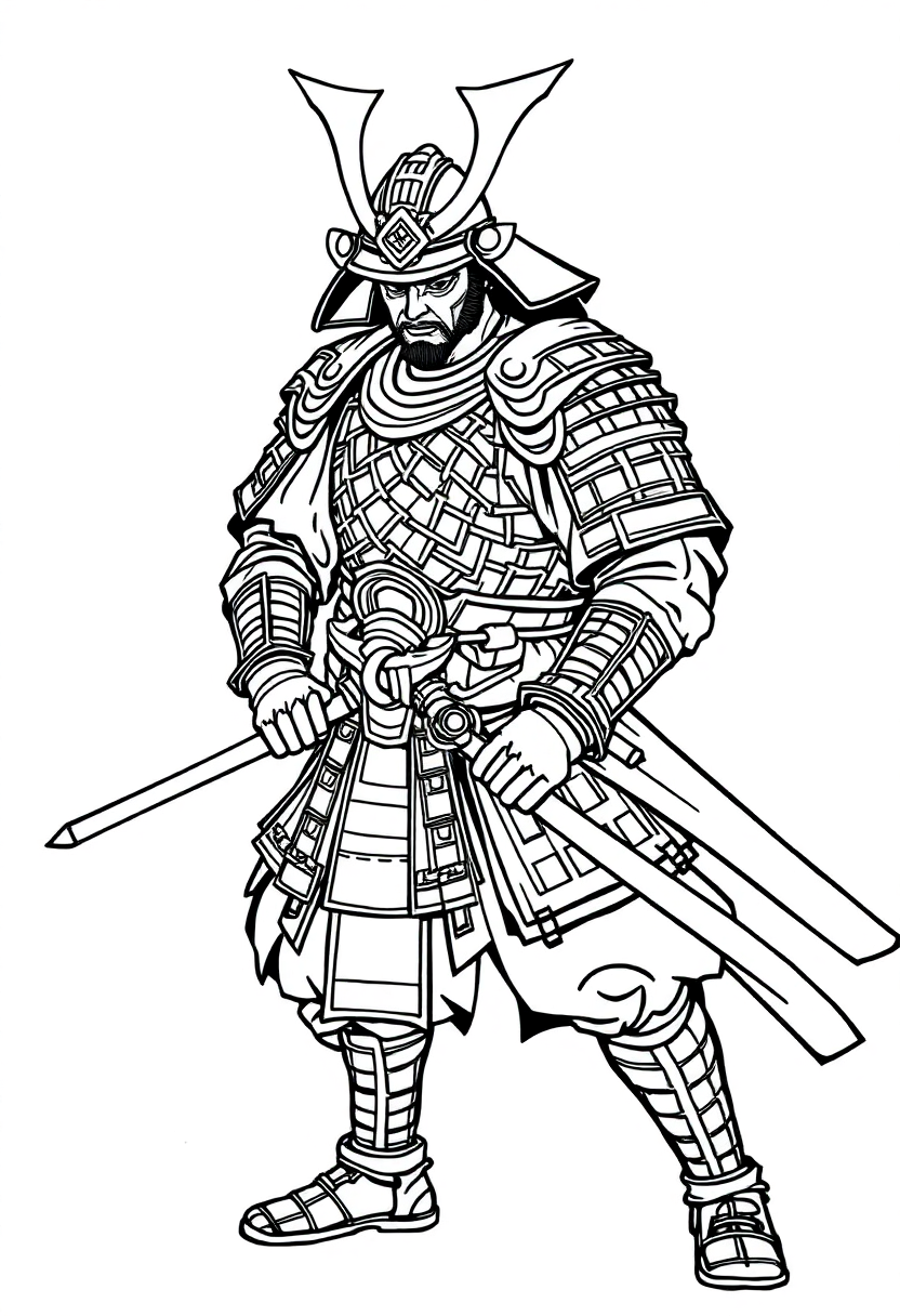 Samurai Warrior coloring page, free printable