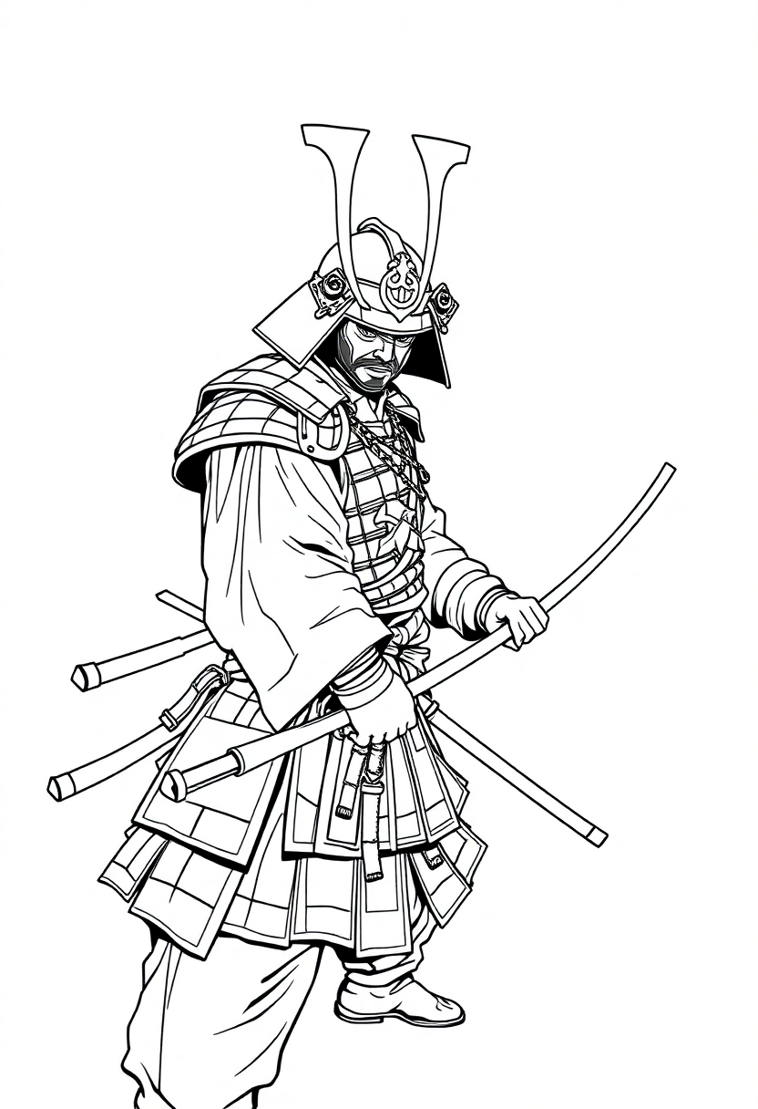 Samurai Warrior coloring page, free printable