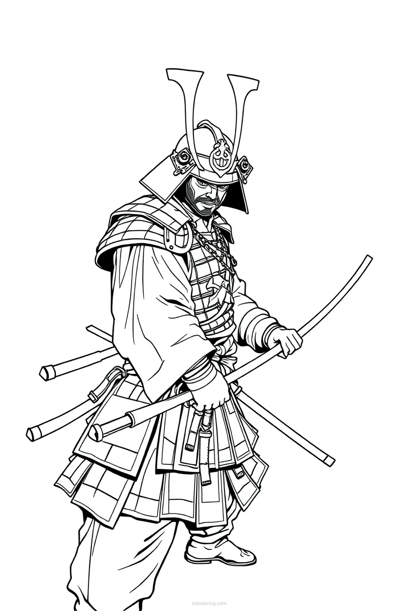 Samurai Warrior coloring page for kids