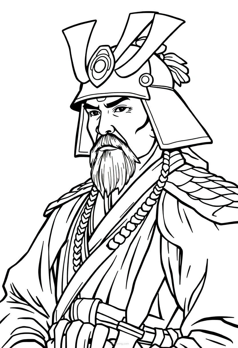 Samurai Warrior Leader coloring page for kids
