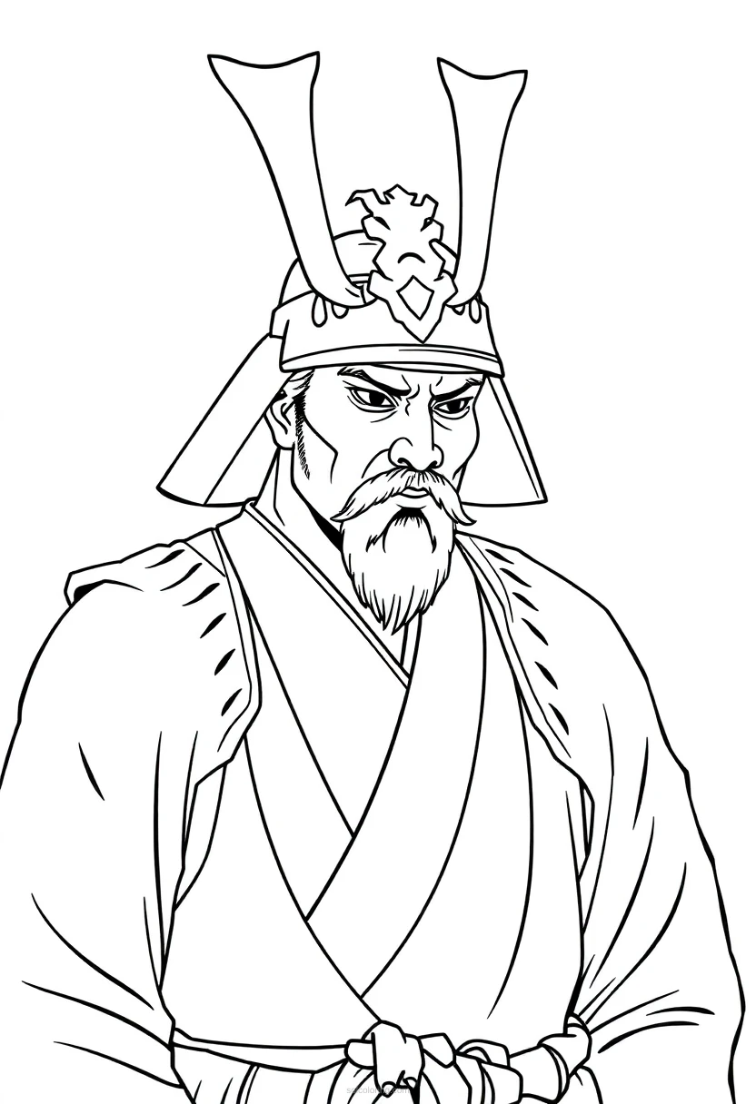 Samurai Warrior Leader coloring page for kids