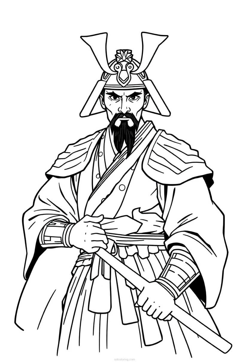 Samurai Warrior Leader coloring page for kids