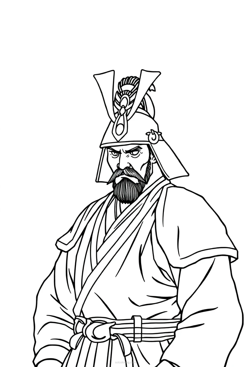 Samurai Warrior Leader coloring page for kids