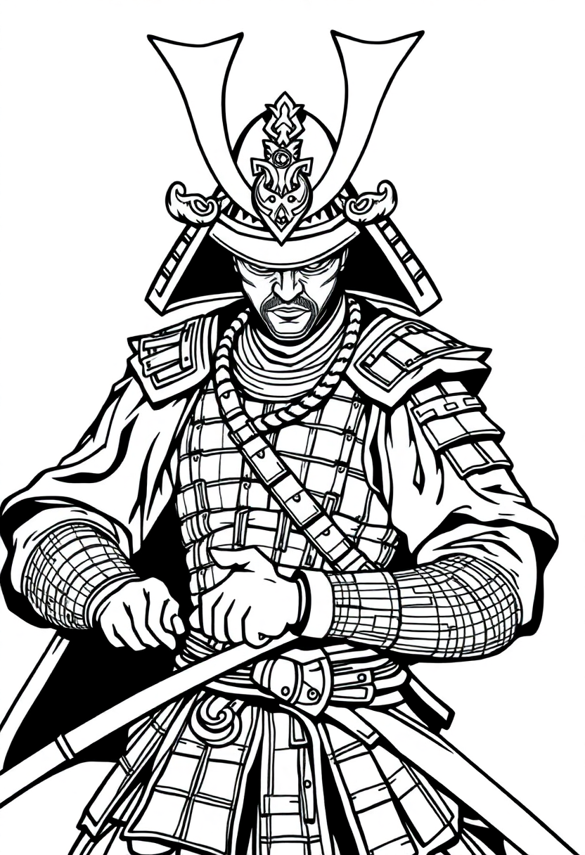 Samurai Warrior coloring page, free printable