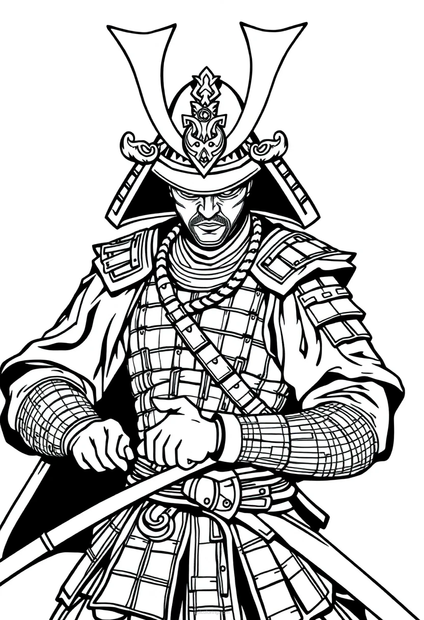 Samurai Warrior coloring page for kids