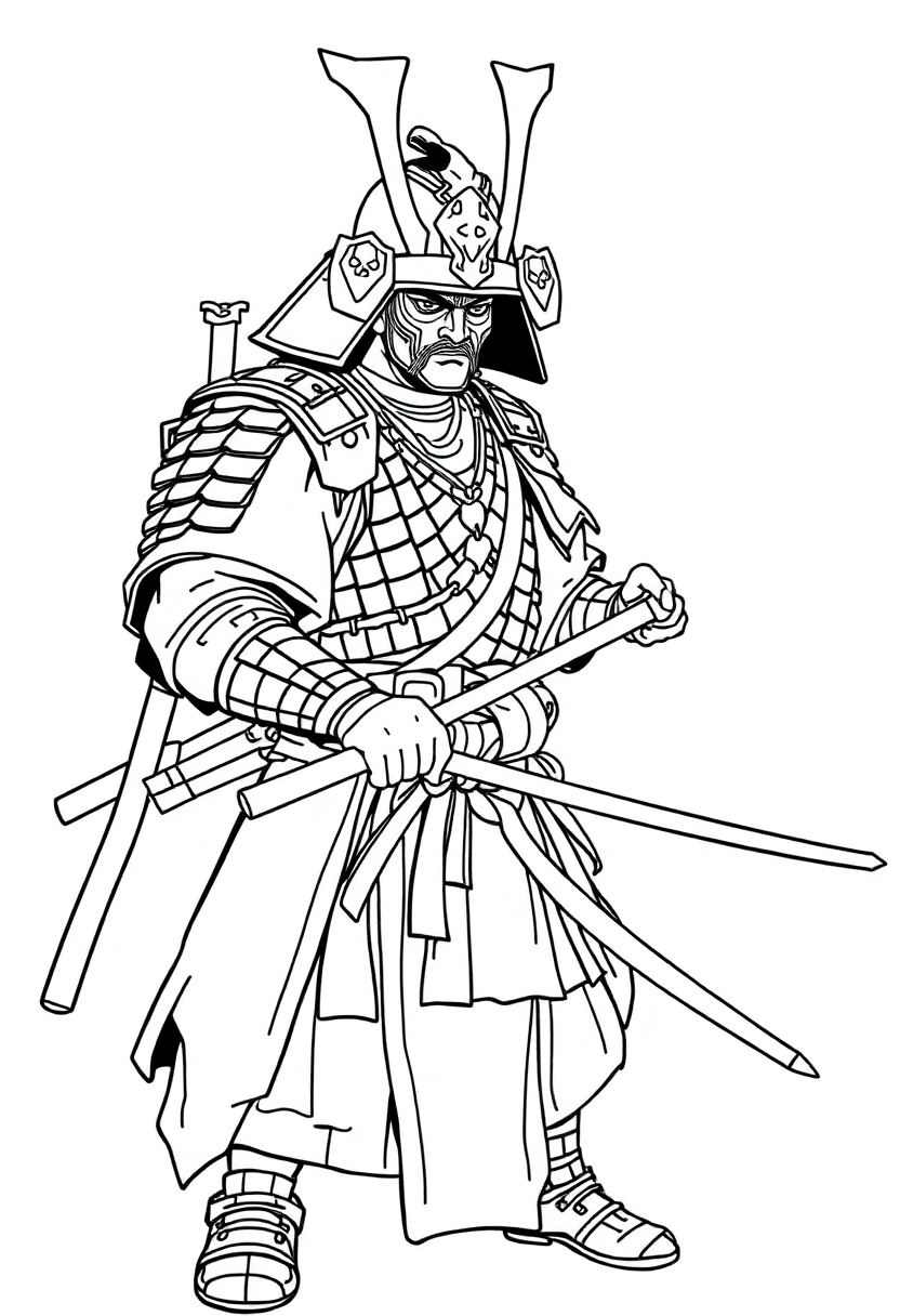 Samurai Warrior coloring page, free printable