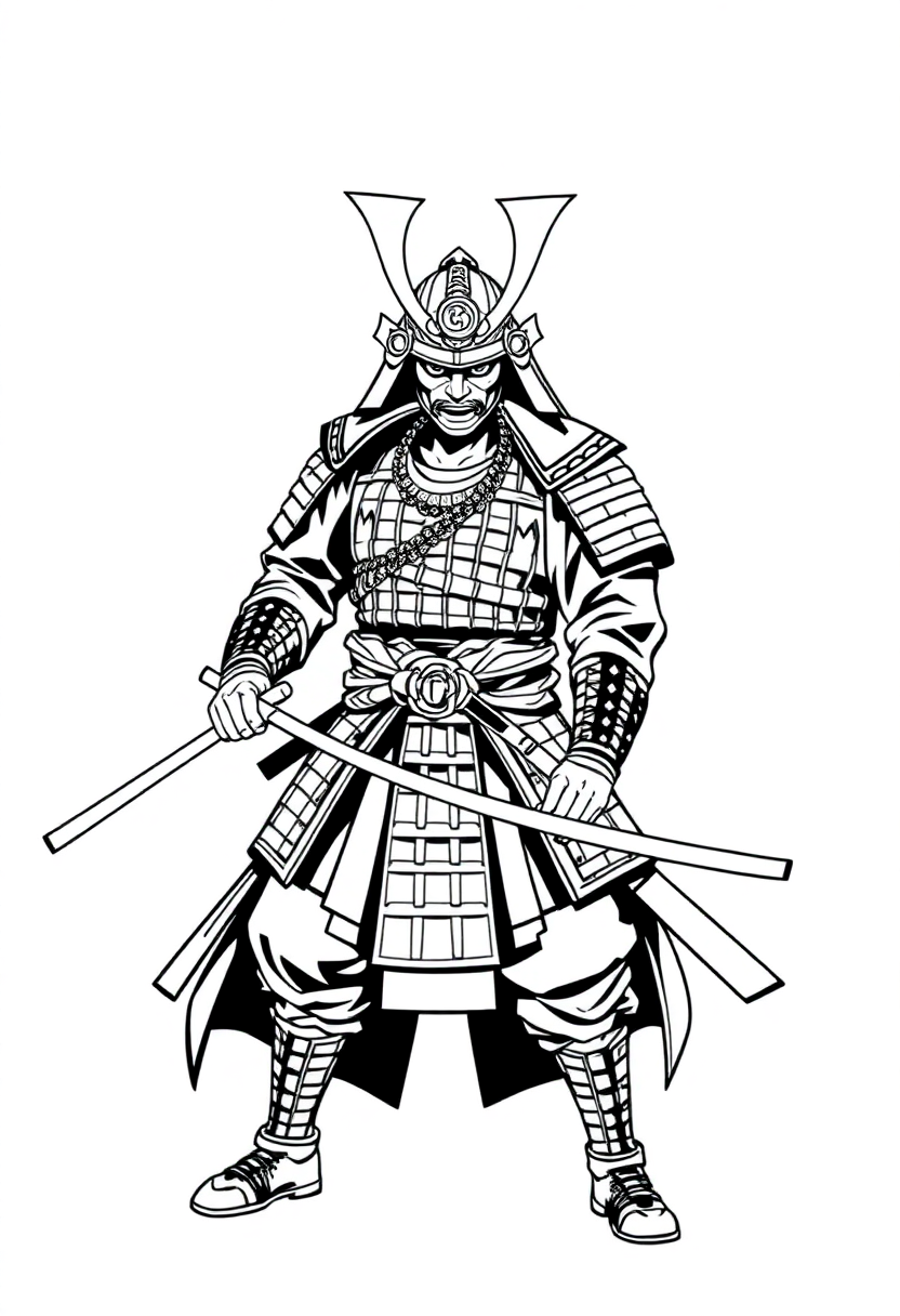 Samurai Warrior coloring page, free printable