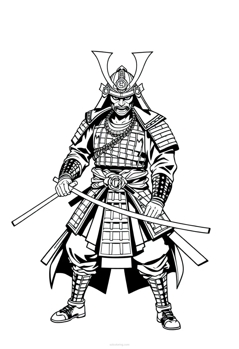 Samurai Warrior coloring page for kids