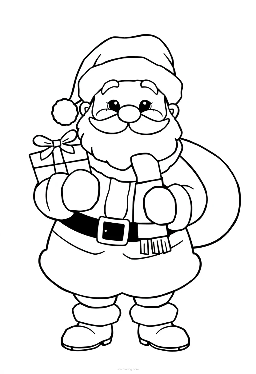 Santa Claus with Gift Sack coloring page for kids