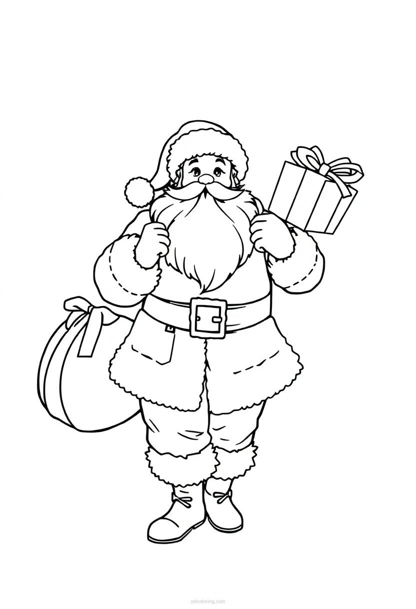Santa Claus with Gift Sack coloring page for kids
