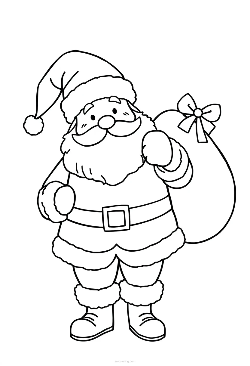 Santa Claus with Gift Sack coloring page for kids