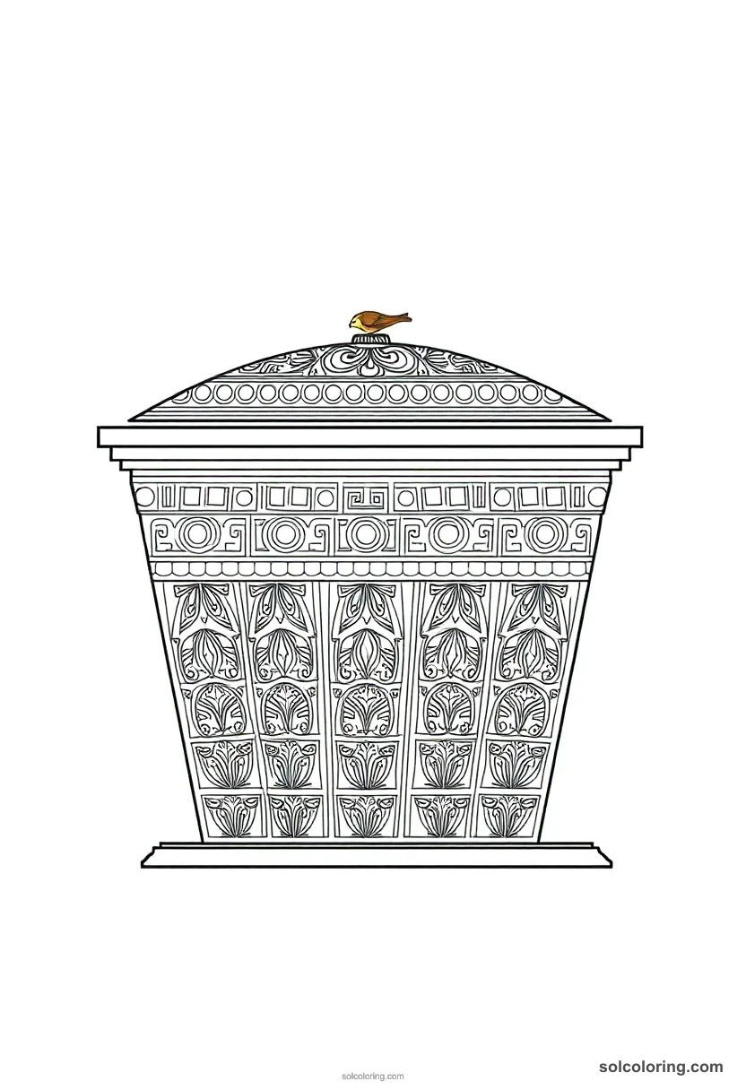 Sarcophagus With Painted Lid detailed coloring page for kids
