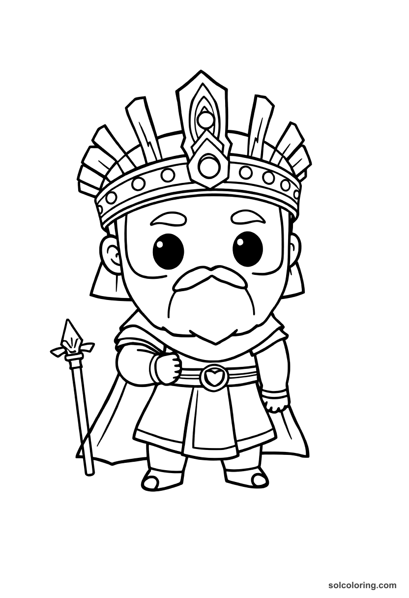Chibi Sargon of Akkad Founding His Empire coloring page, free printable chibi style