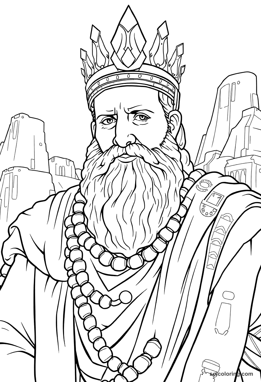 Sargon of Akkad Founding His Empire coloring page, free printable detailed style
