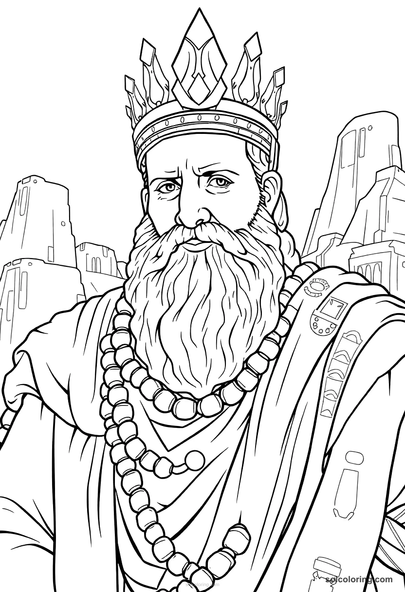 Sargon of Akkad Founding His Empire detailed coloring page for kids