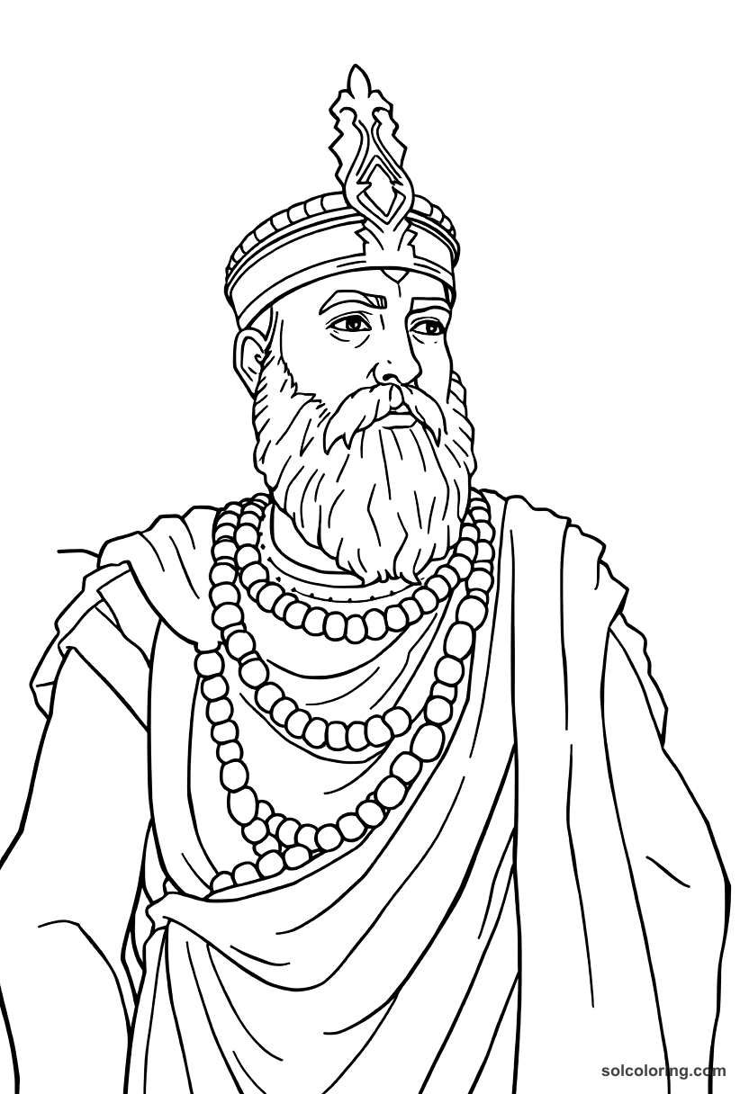Sargon of Akkad Founding His Empire coloring page, free printable realistic style