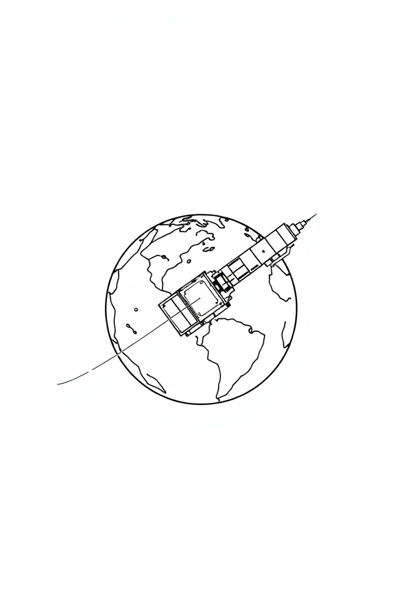 Satellite Orbiting Earth coloring page, free printable