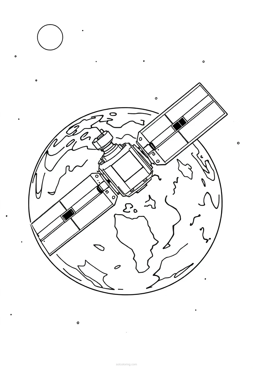 Satellite Orbiting Earth coloring pages