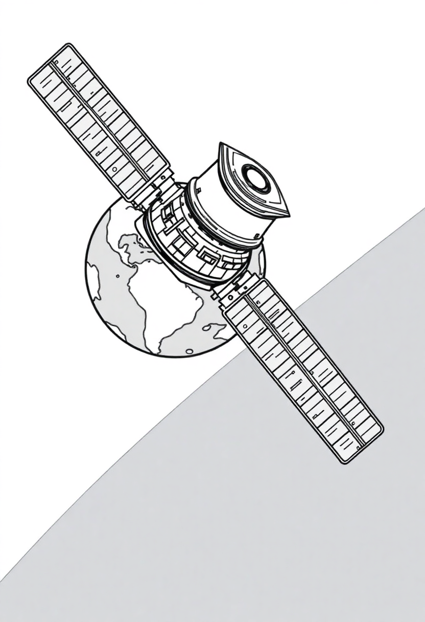 Satellite Orbiting Earth coloring page, free printable