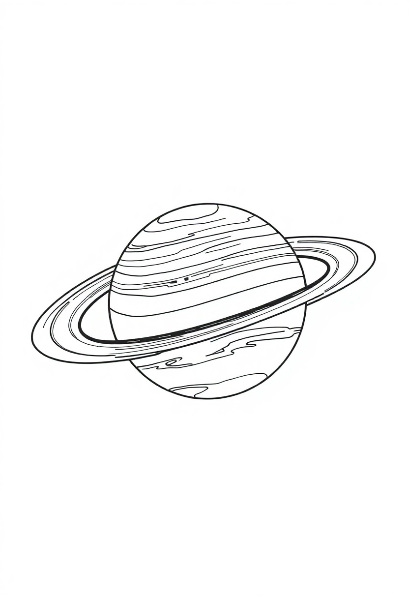 Saturn with Rings coloring page, free printable