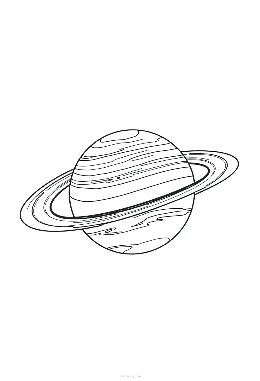 Saturn with Rings coloring page for kids