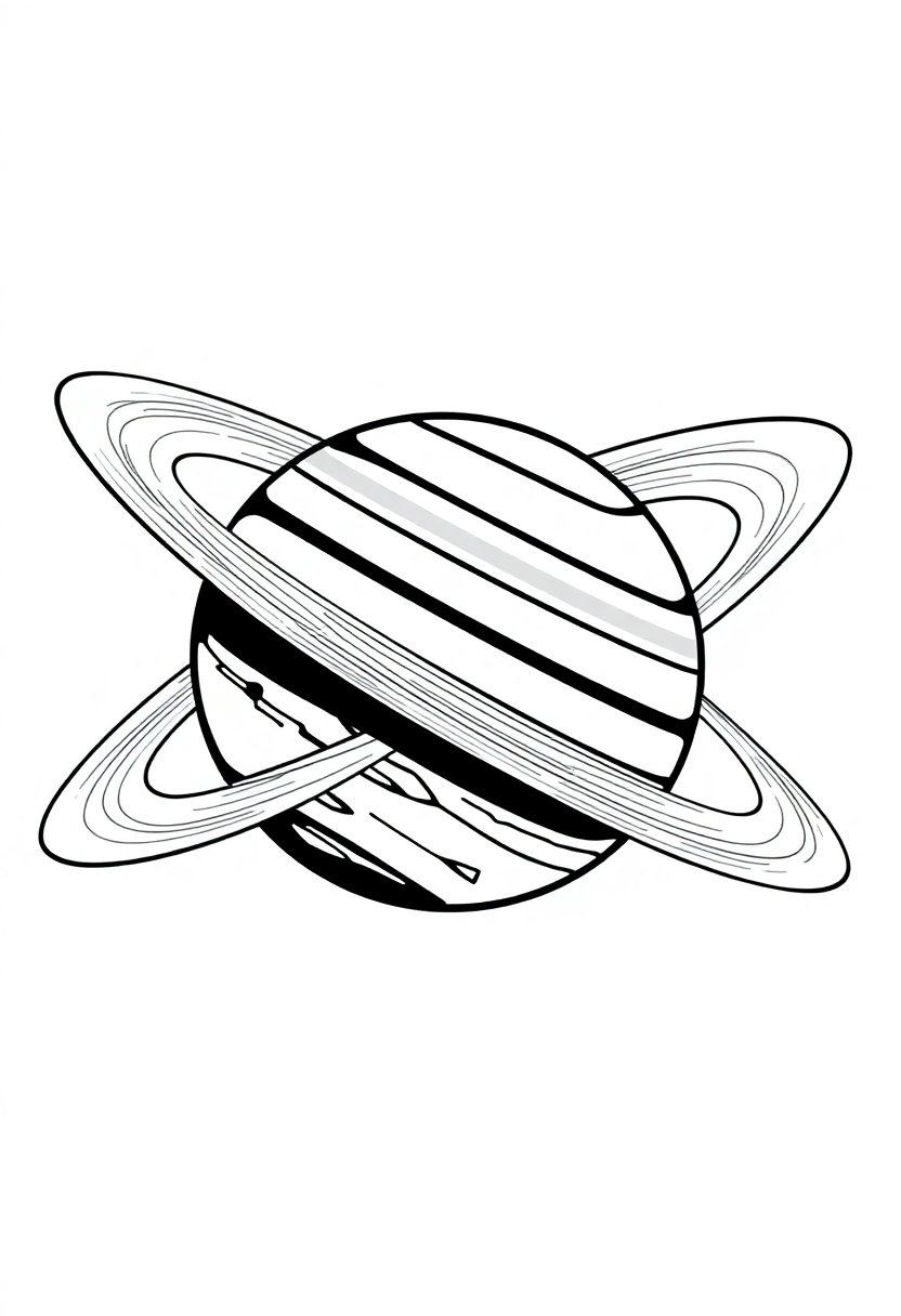 Saturn with Rings coloring page, free printable