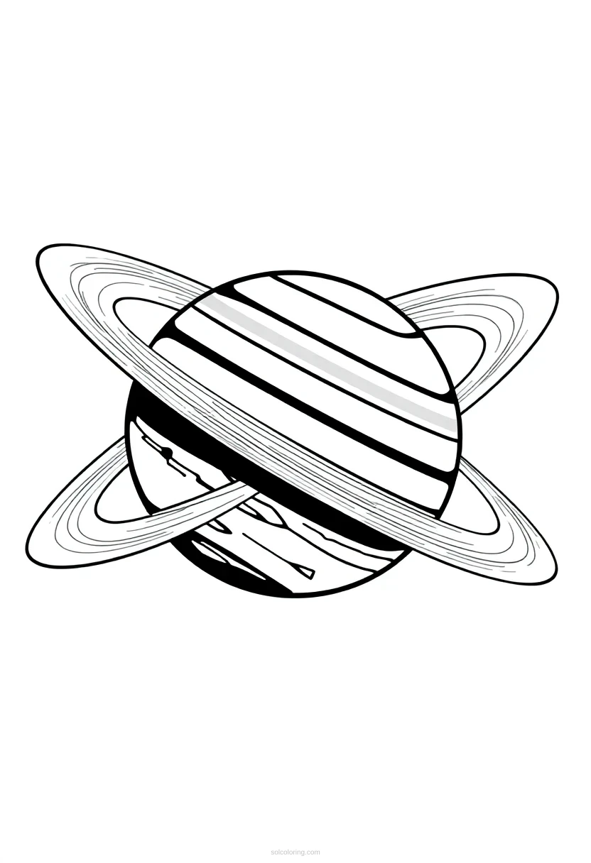 Saturn with Rings coloring page for kids