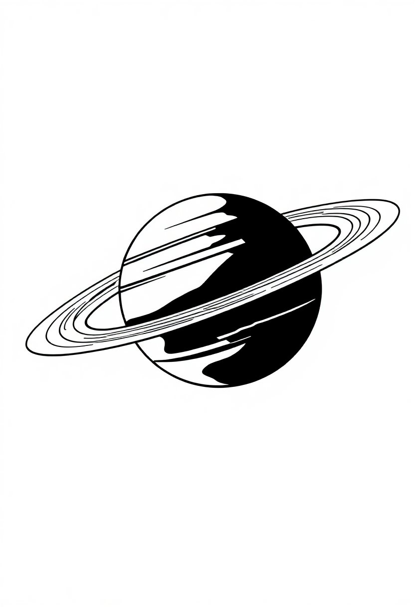 Saturn with Rings coloring page, free printable