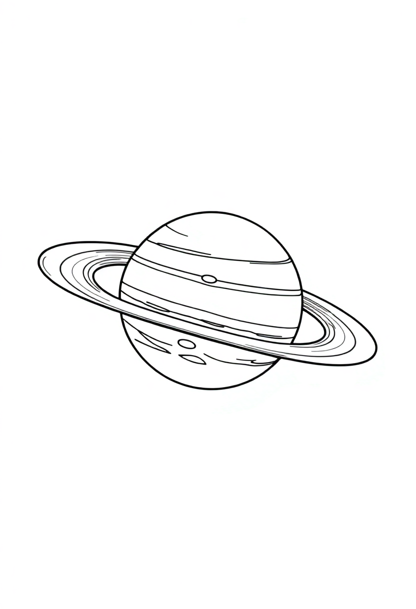 Saturn with Rings coloring page, free printable