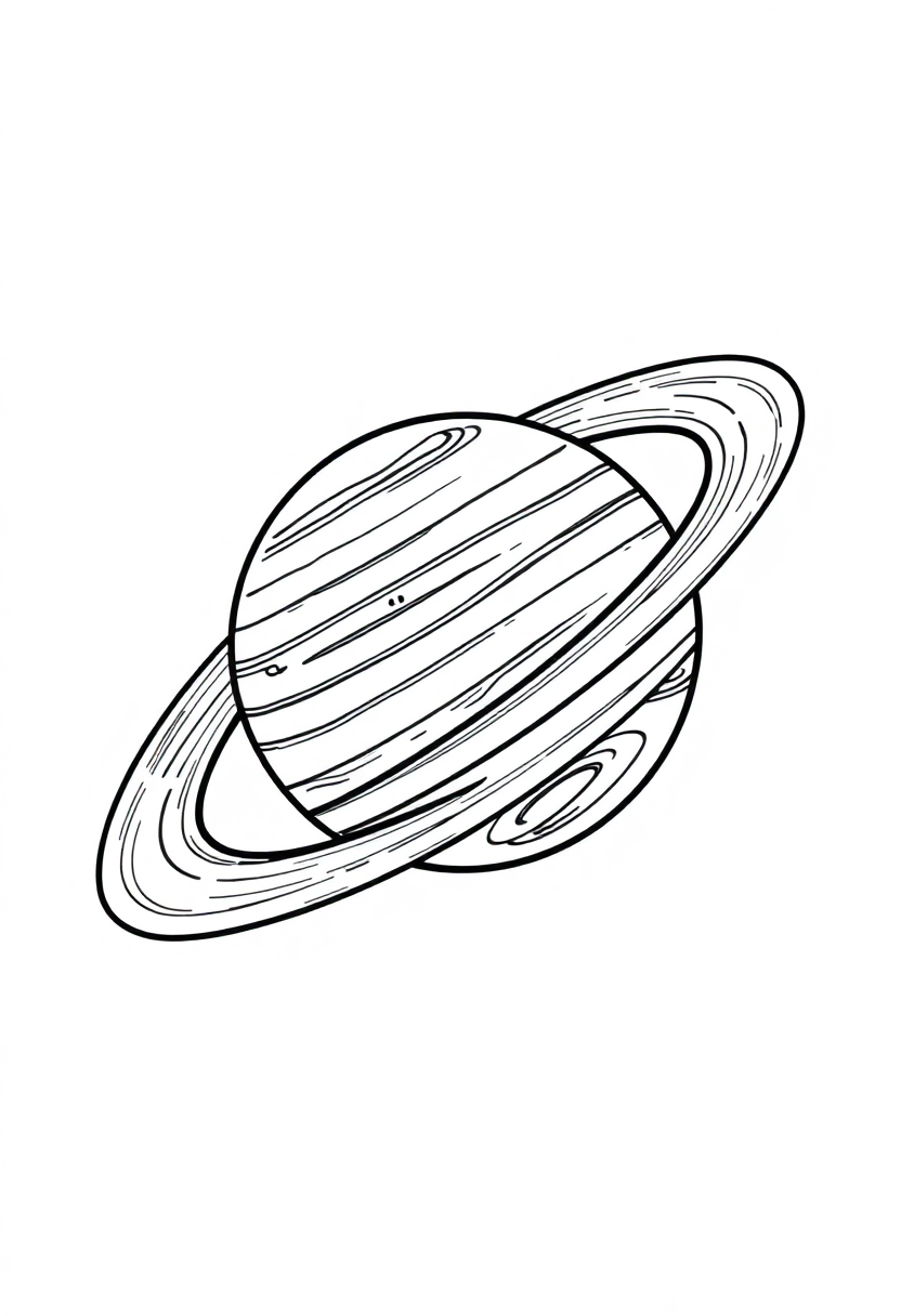 Saturn with Rings coloring page, free printable