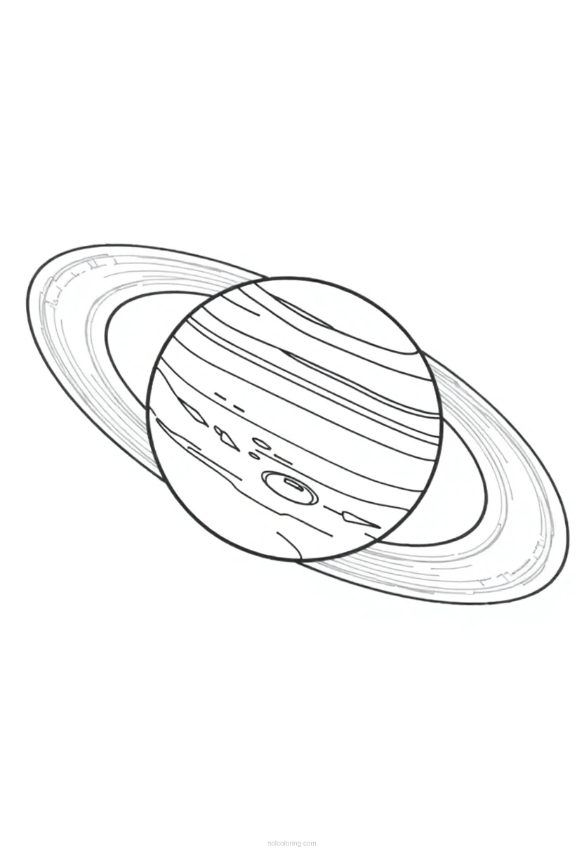 Saturn with Rings coloring page for kids