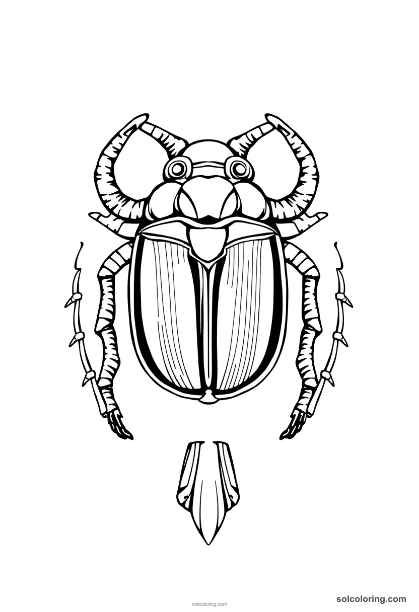 Scarab Beetle Amulet detailed coloring page for kids