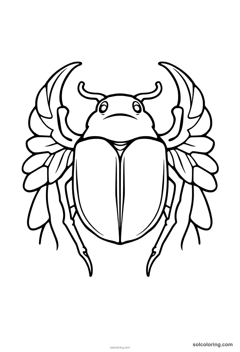 Simple Scarab Beetle Amulet simple coloring page for kids