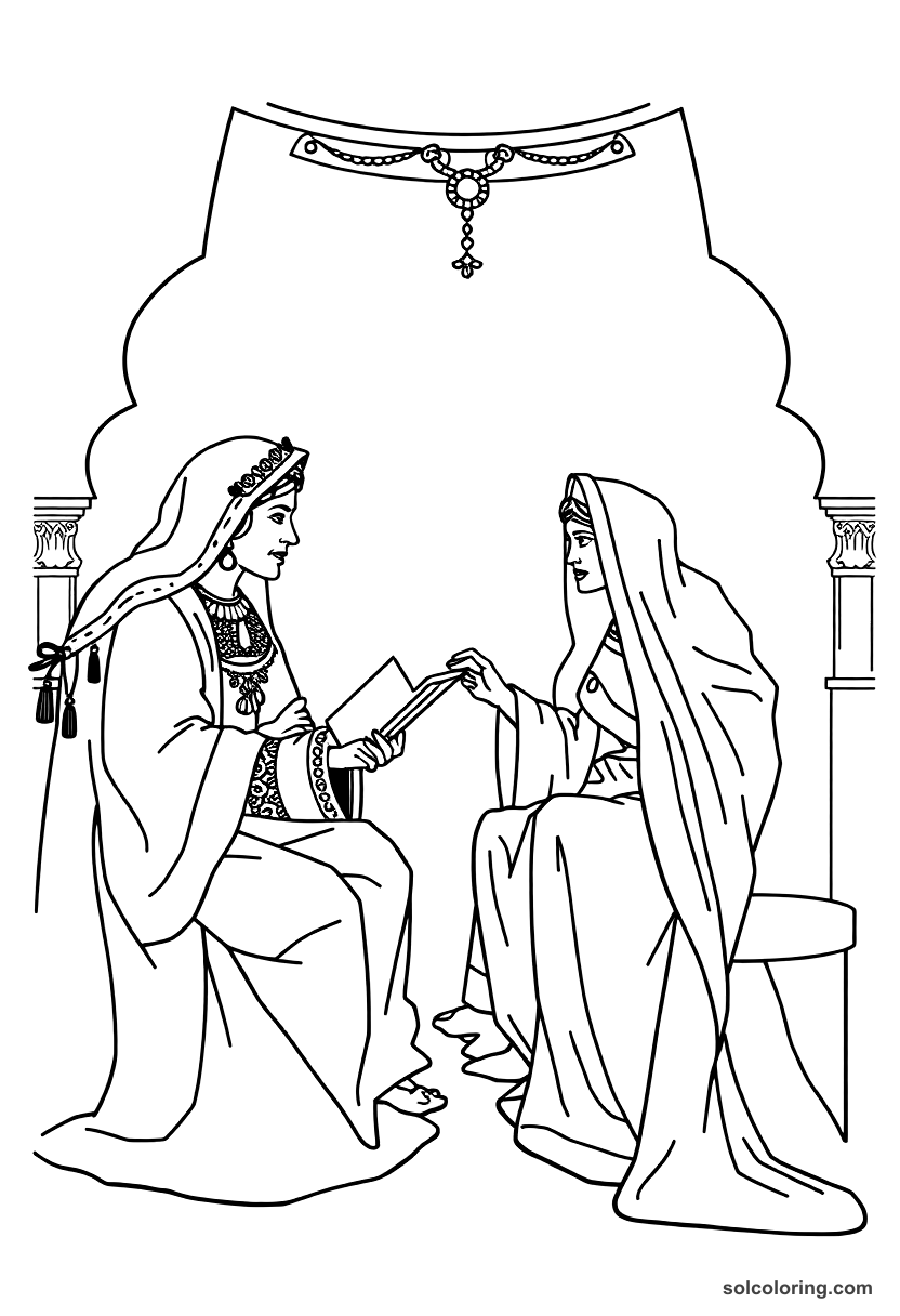 Scheherazade Telling Stories To King Shahryar coloring pages