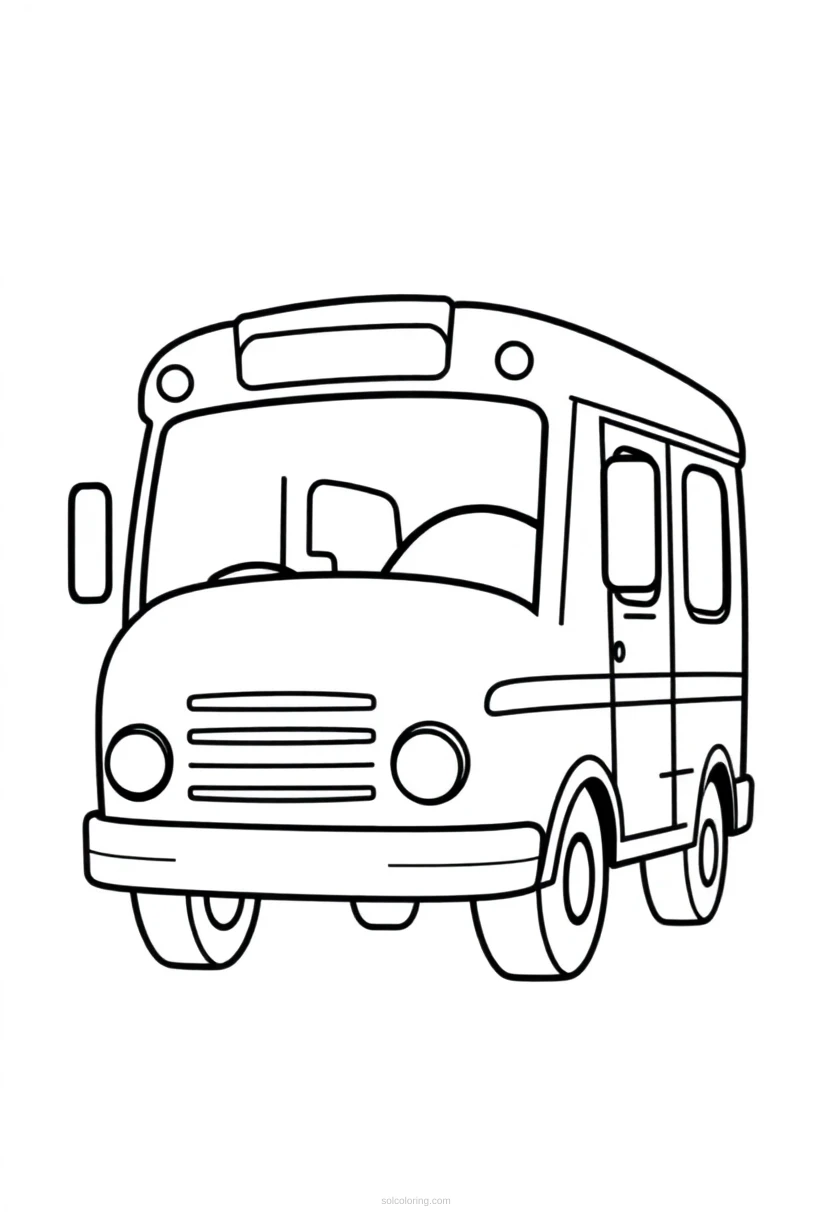 School Bus Chibi coloring page for kids