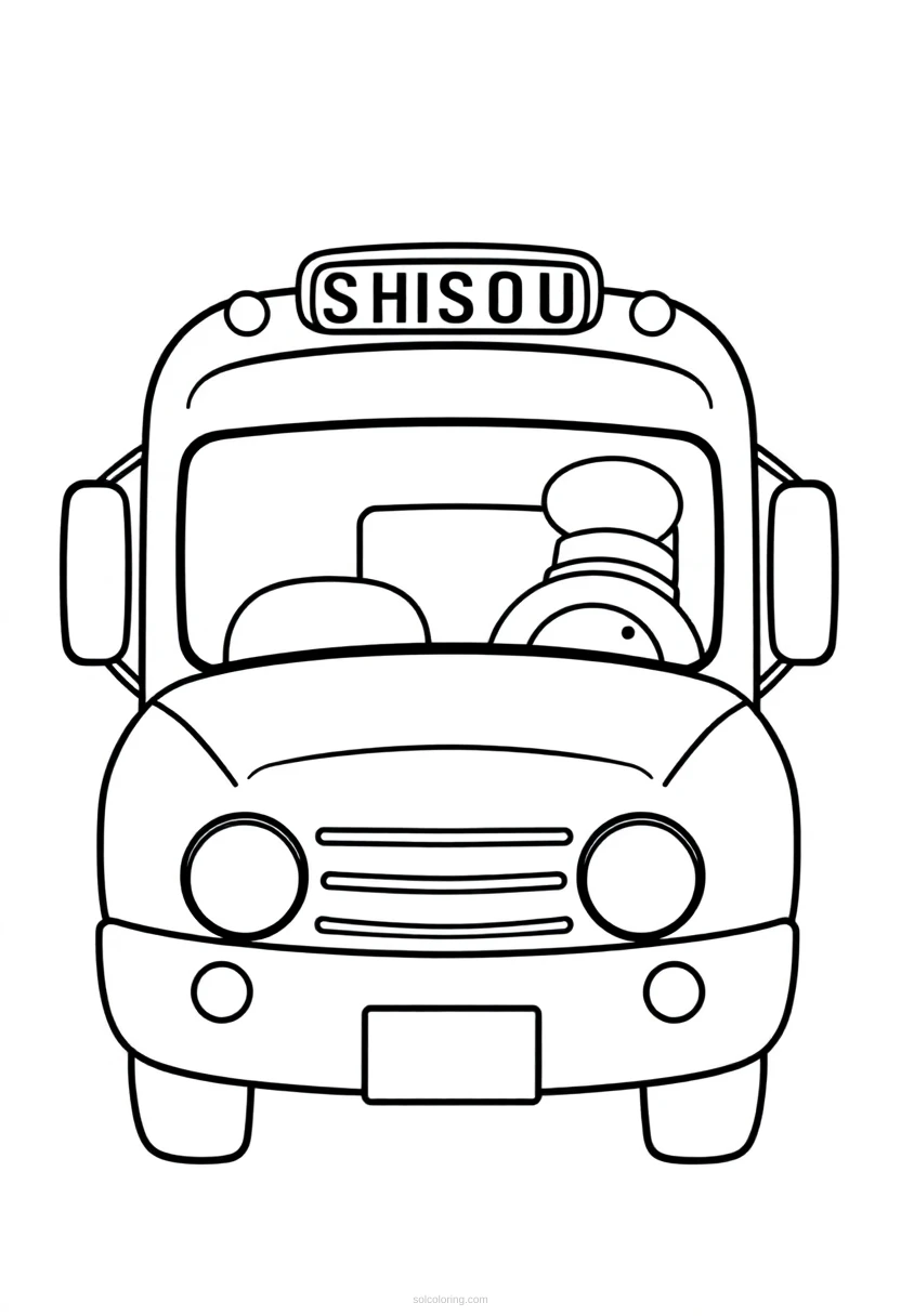 School Bus Chibi coloring page for kids