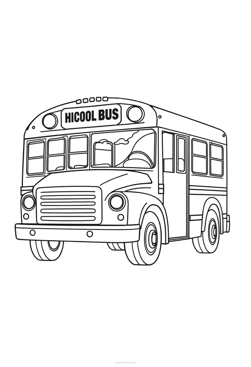 School Bus Chibi coloring page for kids
