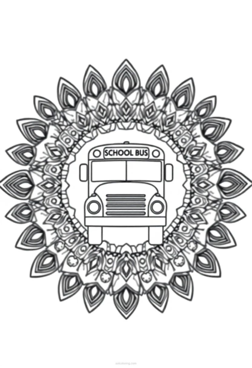 School Bus Chibi coloring page for kids